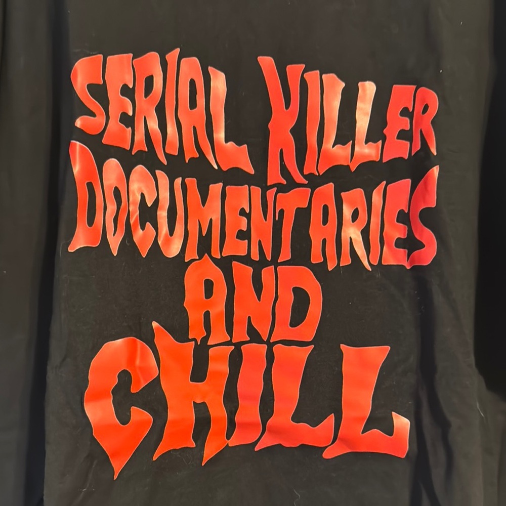Black T-Shirt with Red Graphic Text